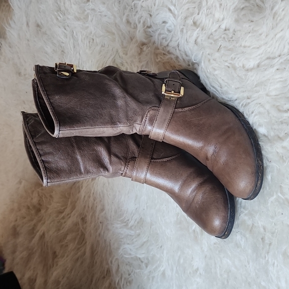 NEW! STEVE MADDEN Engage Leather Moto Booties Weathered Brown Boots - Picture 13 of 15